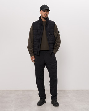 Stone Island Black down vest with logo patch L2S15G100011S0183