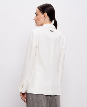 Peserico White double-breasted linen jacket with chain A012142606C