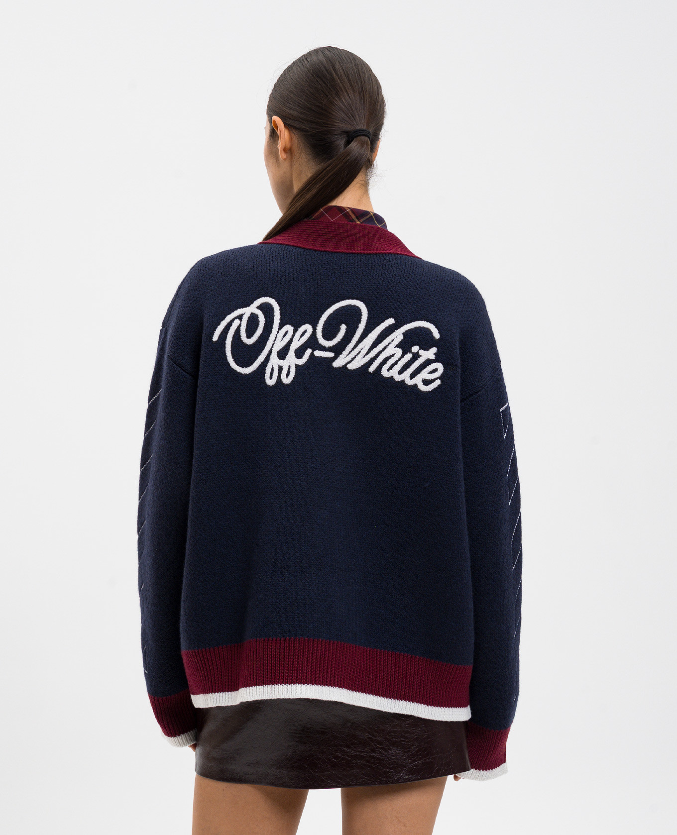 Blue wool cardigan with logo Off-White 4