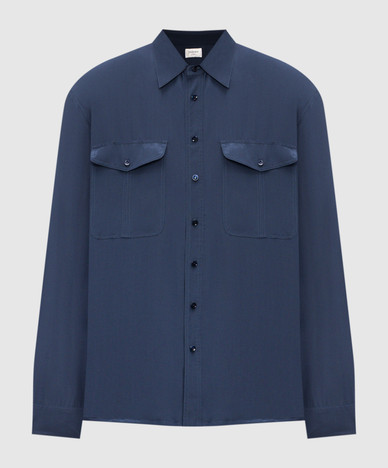 Blue shirt with silk