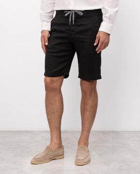 Marco Pescarolo Black linen shorts CENITO5302