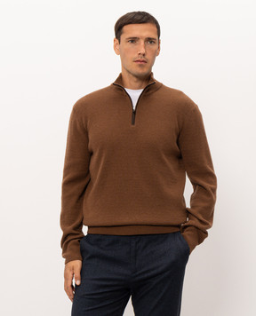 Canali Brown wool and cashmere sweater MK02547C1216
