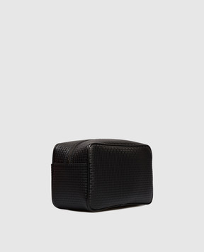 Serapian Black leather vanity case with monogram embossing SRSTSMML546424BCG2