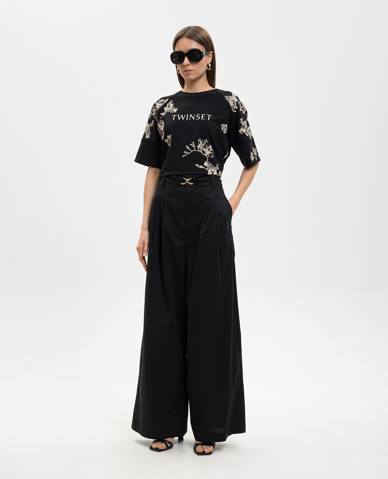 Black pants with belt Twinset 2
