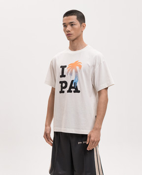 Palm Angels I Love PA T-shirt in ivory PMAA109S26JER007