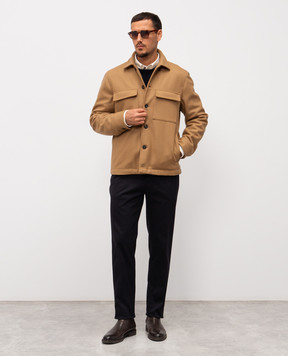 Peserico Brown wool jacket with logo R5225502188