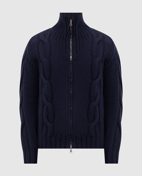 Pini Parma Blue wool and cashmere cardigan FZIPJABL