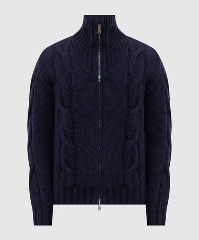 Blue wool and cashmere cardigan