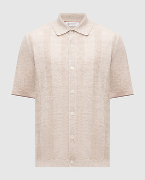Brunello Cucinelli Beige knitted shirt with linen M2L707805