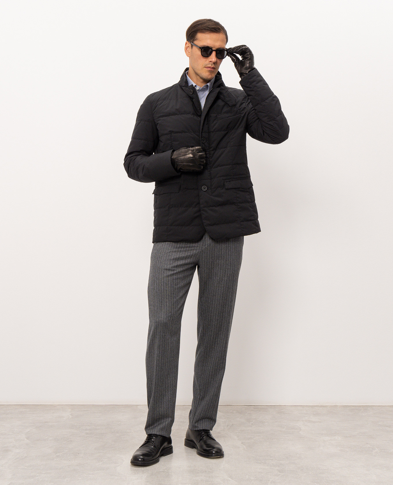 Gray striped wool pants Canali 2