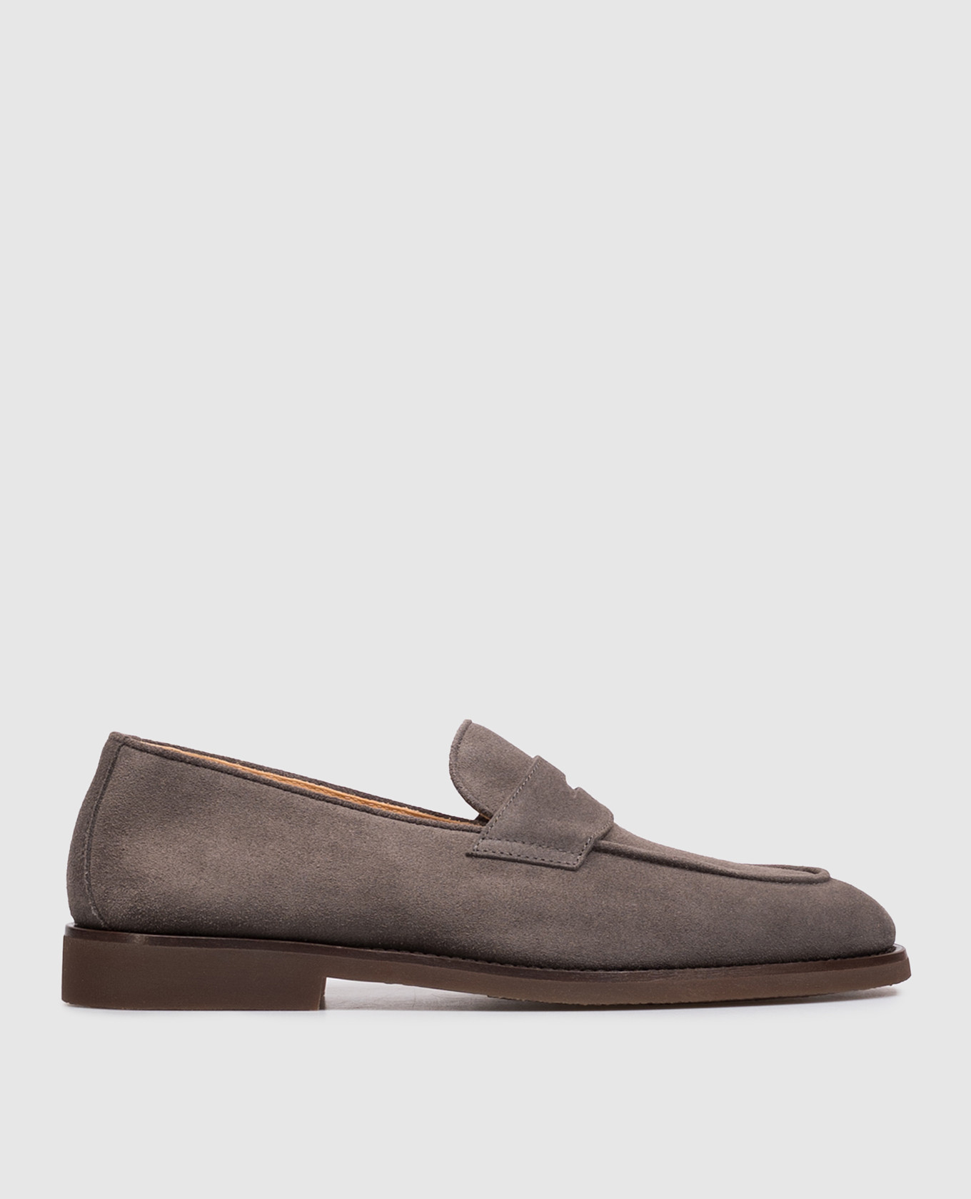Gray suede loafers
