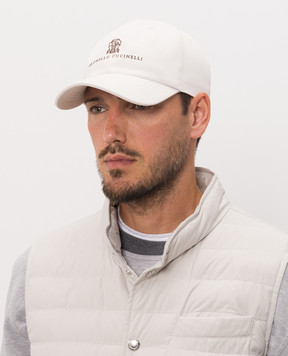 Brunello Cucinelli Ivory cap with embroidery M252D9850
