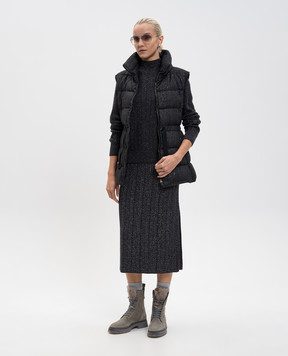 Herno Gray midi skirt with patterned wool GN000089D70309