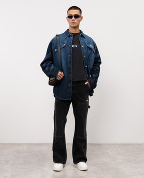 Off-White Blue denim shirt with logo embroidery OMYD05NF25DEN001