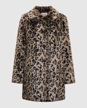 Twinset Brown coat with animal print 252TP2110