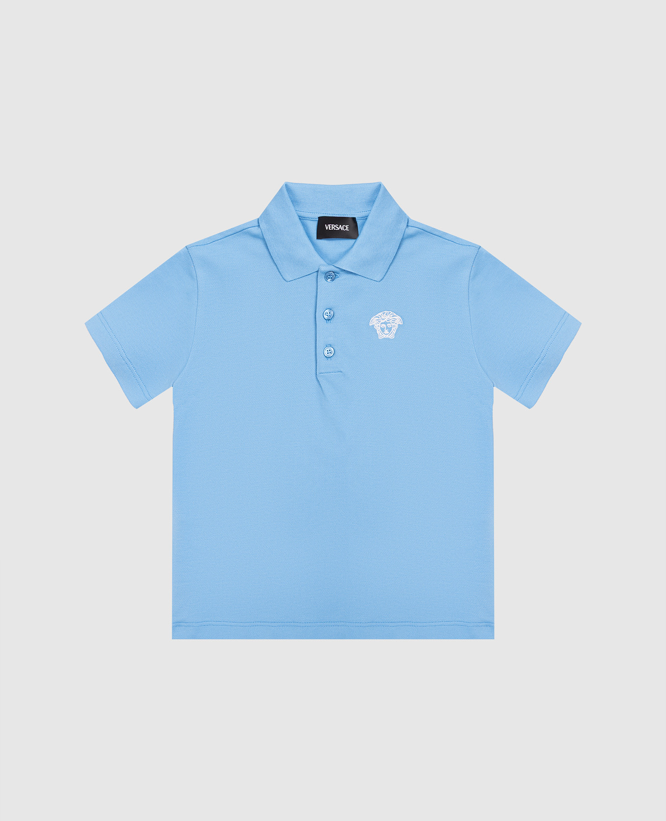 

Children's blue polo shirt with embroidered emblem Versace, Light blue