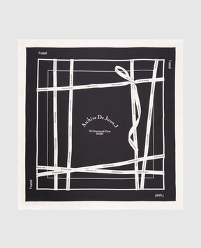 Juun.j Black silk scarf with branded print JW6984W005