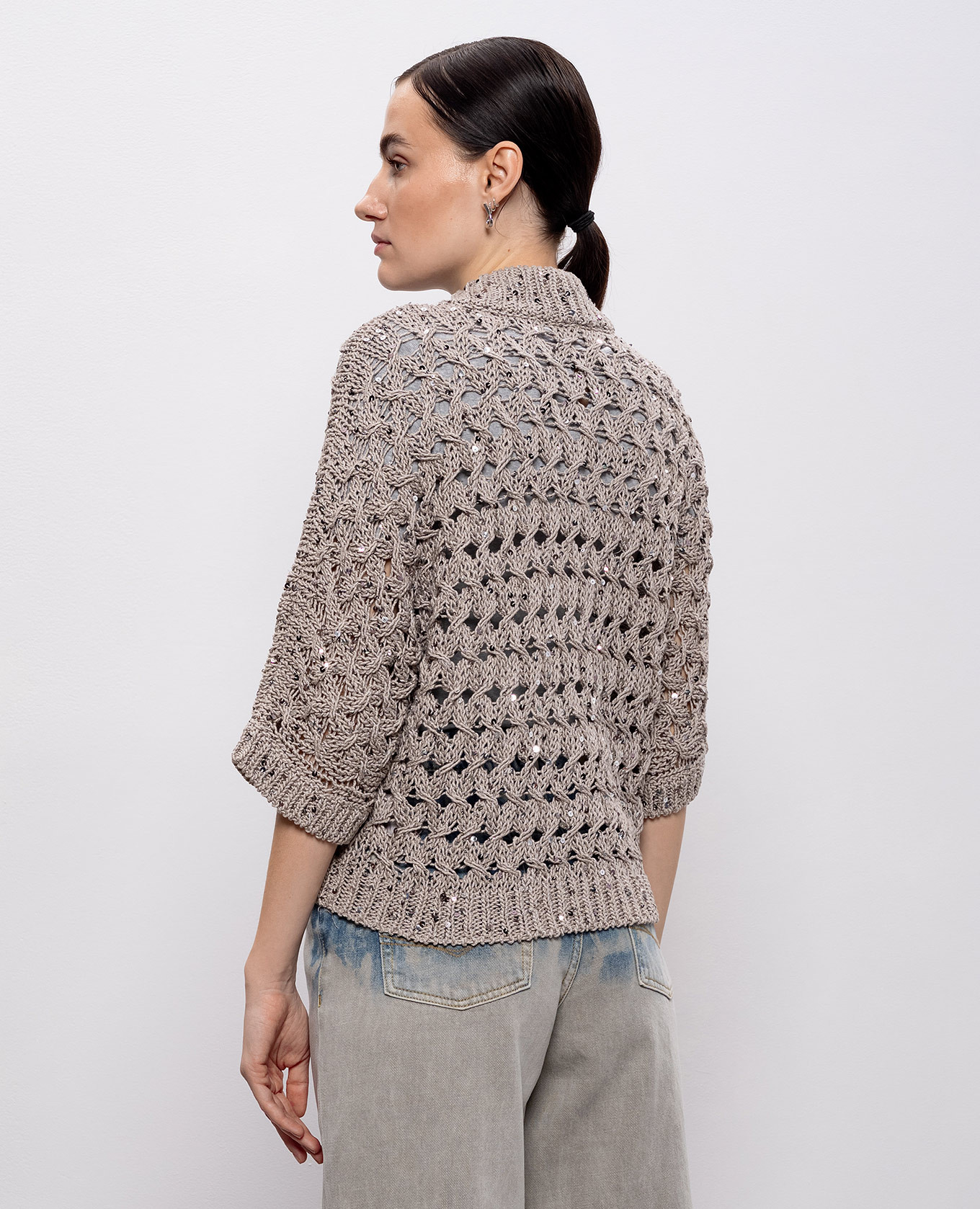 

Beige cardigan with sequin pattern Peserico