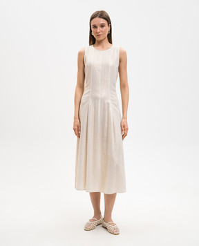 Ballantyne Beige midi dress with linen BLD263ULR02
