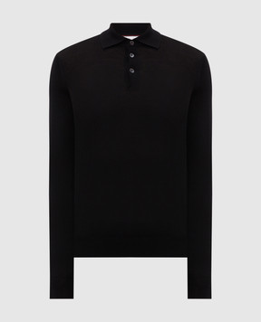 Brunello Cucinelli Black wool and cashmere polo shirt M2400295