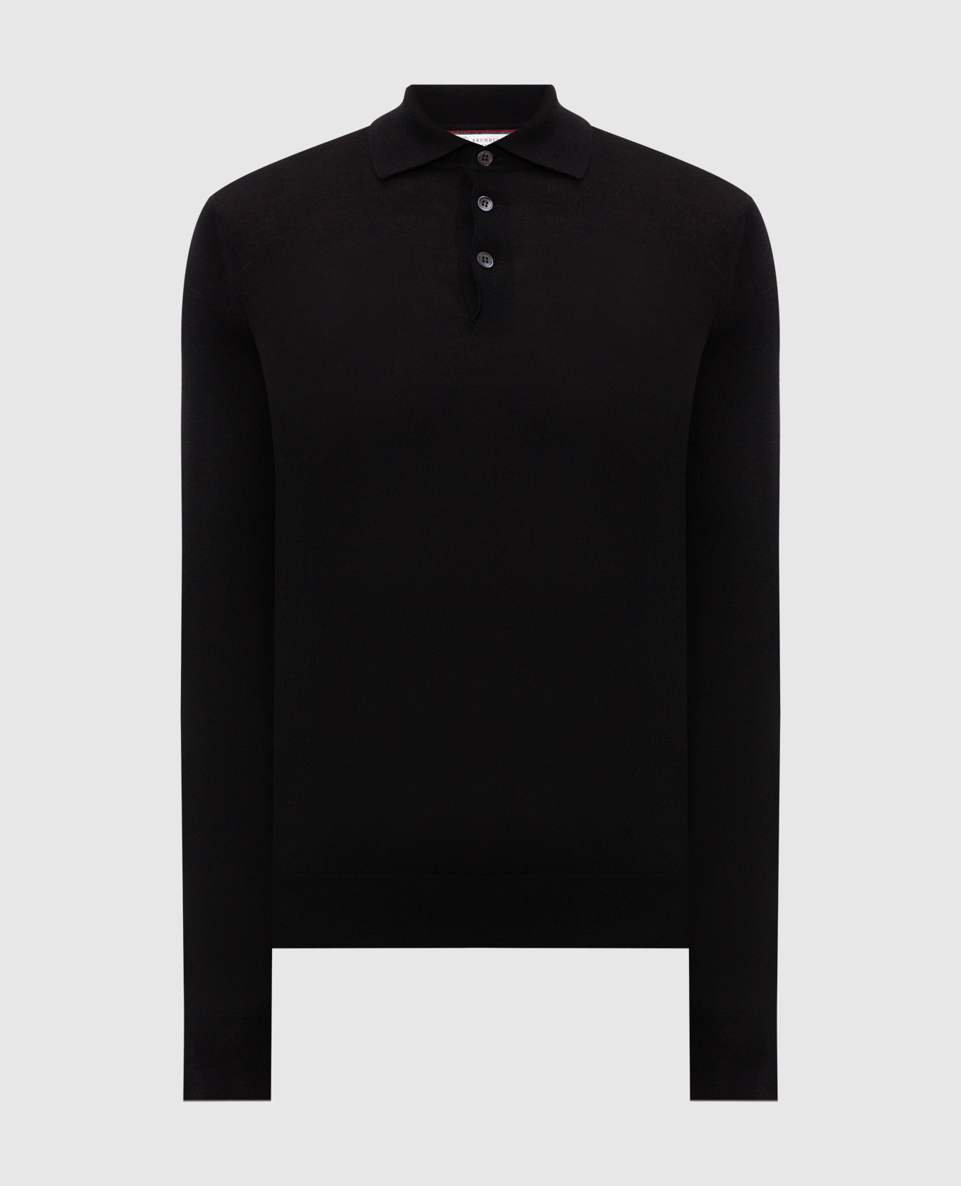 Black wool and cashmere polo shirt