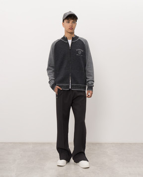 Iceberg Grey wool cardigan with logo embroidery A0099004