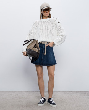 Brunello Cucinelli Blue denim mini skirt with monil chain MA095G3988
