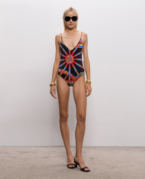 Dolce&Gabbana Black printed swimsuit with open back O9A41JON0IE