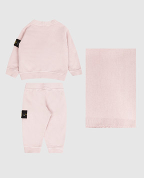 Stone Island Children's pink set of cardigan, pants and blanket L1S16M200001S0917