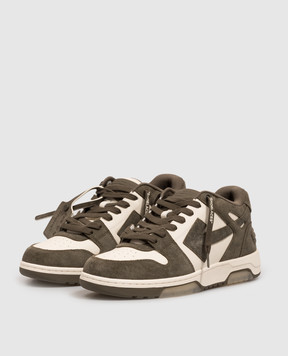 Off-White Out Of Office khaki leather sneakers OF05728310