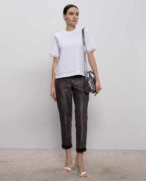 Peserico White T-shirt with a monil chain A06739J00070A