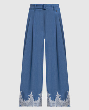 Twinset Blue culottes with lace 261AP2291