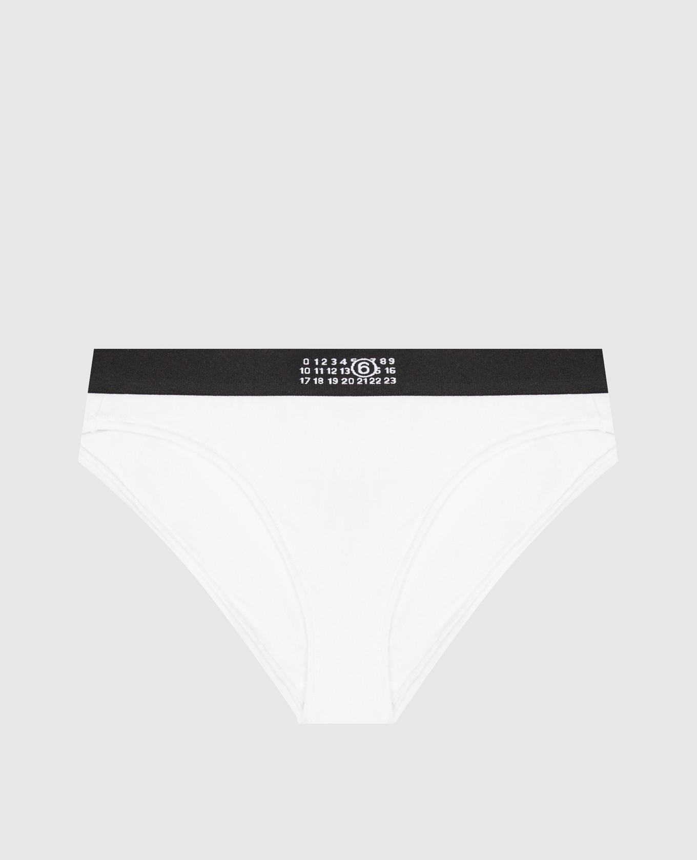 White briefs with logo pattern
