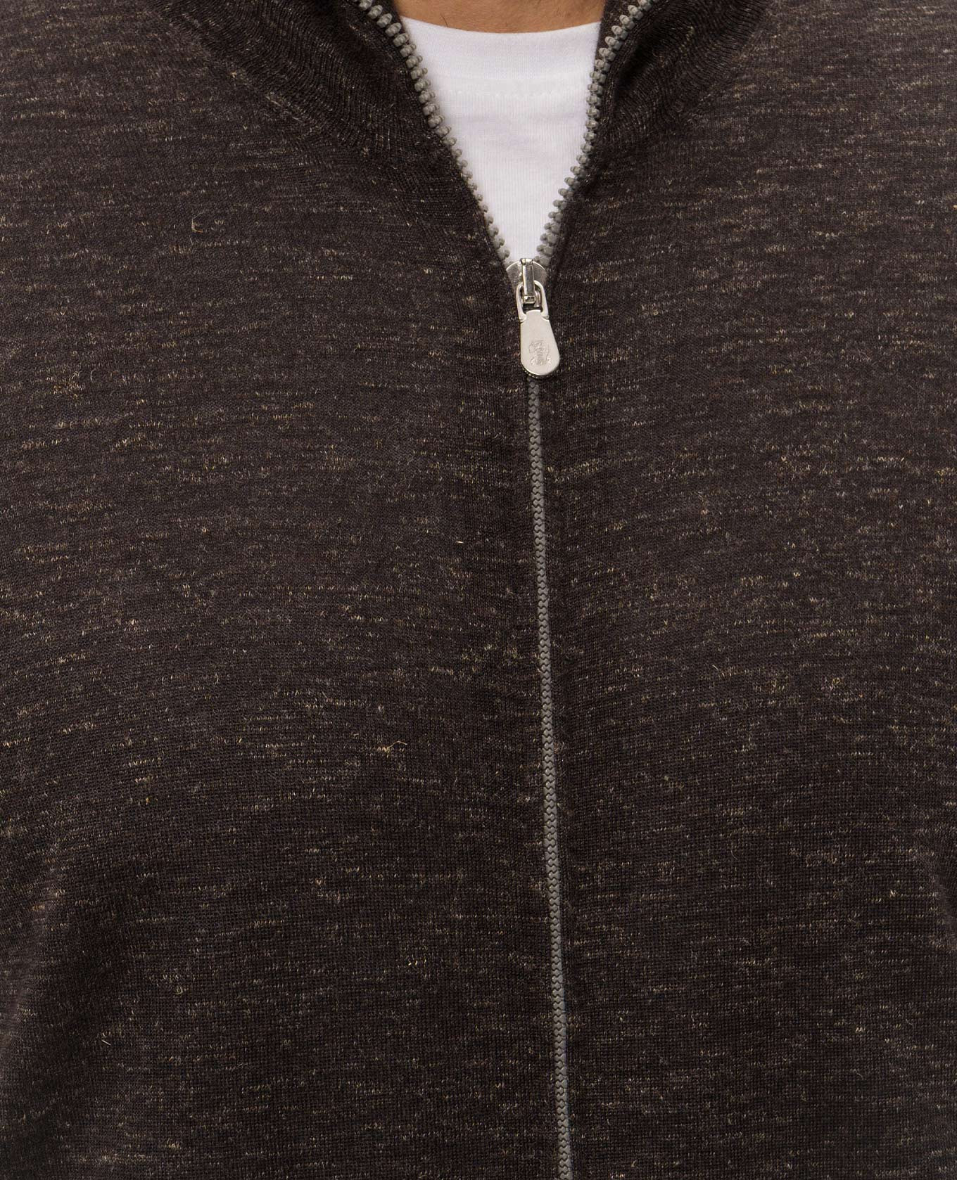 Brown melange cashmere, silk and linen cardigan Brunello Cucinelli 5