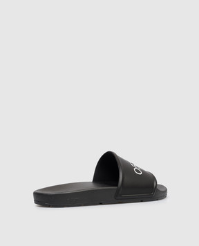 Off-White Black sliders with textured logo OMIU002S26MAT002