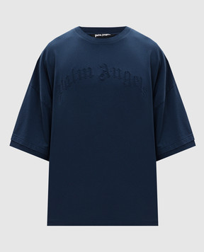 Palm Angels Blue T-shirt with logo PMAA10QS26JER001