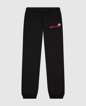 Moncler ENFANT Children's black insulated joggers with logo embroidery L29548H00006899PS