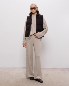Agnona Brown cashmere vest with fur TV1205XM7010