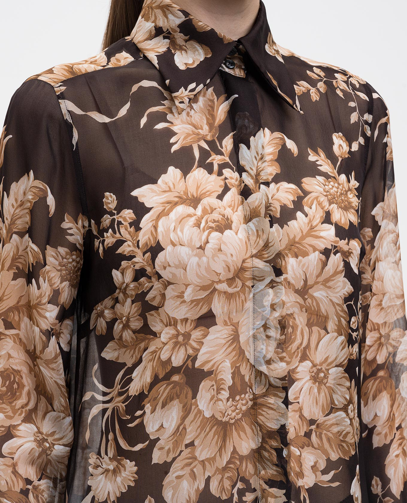 Brown silk blouse with floral print Dolce&Gabbana 4