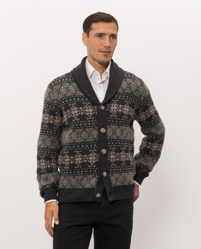 Brunello Cucinelli Gray cashmere cardigan with pattern M22506306
