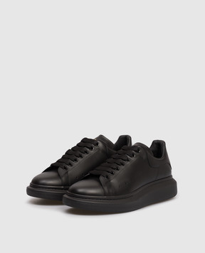 Alexander McQueen Black leather sneakers with logo 553680WWAAN