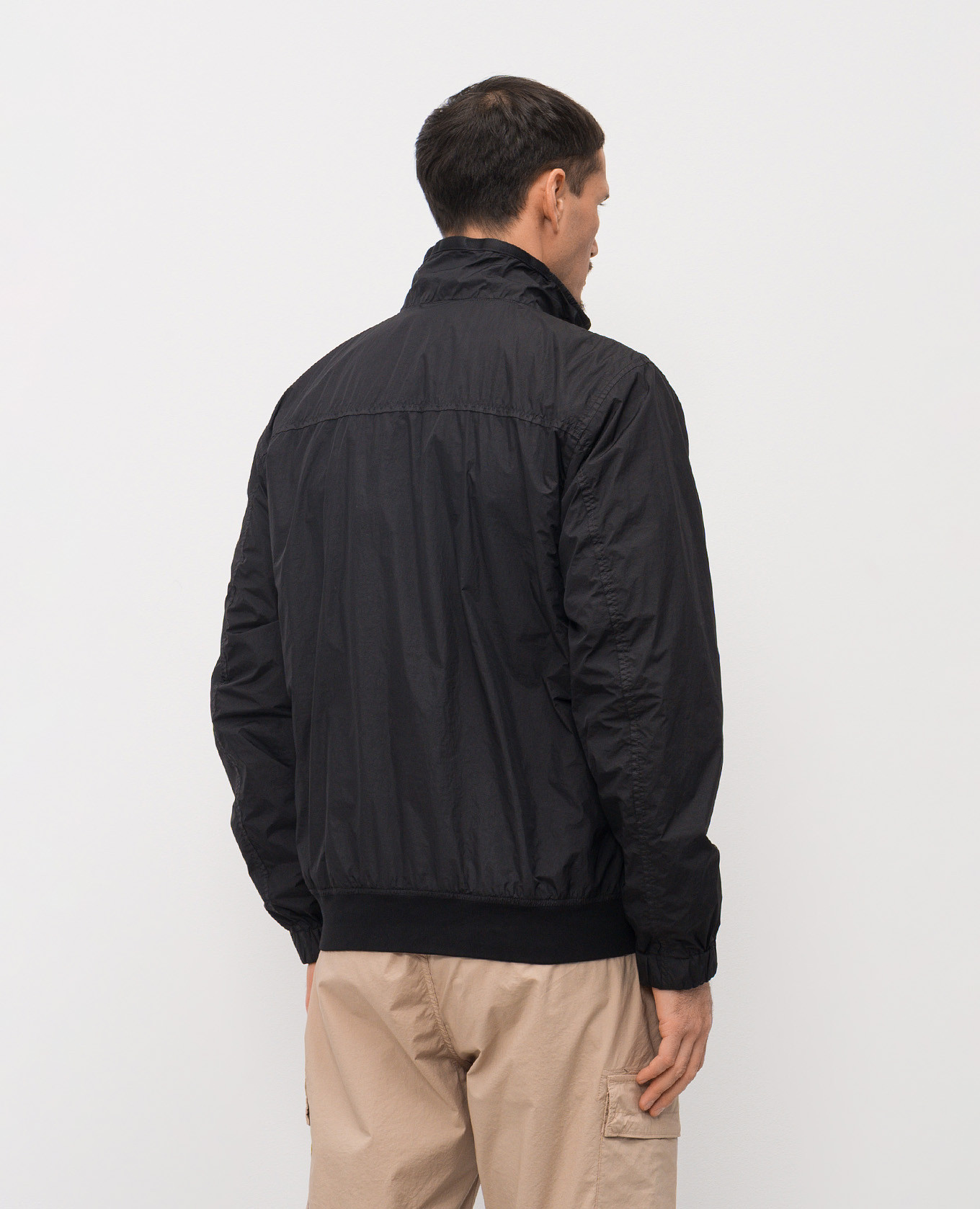 

Black windbreaker with logo Stone Island