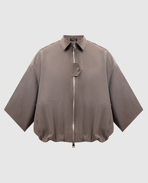 Kiton Brown wool and silk jacket with short sleeves D61507K0910G