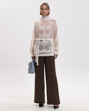 Twinset Ivory openwork sweater with belt 262TP3342