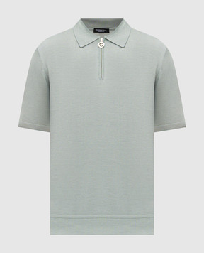 Stefano Ricci Green silk polo shirt with emblem K414000P31F26160
