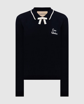 Valentino Blue wool jumper with logo 8B3KC72QA5P