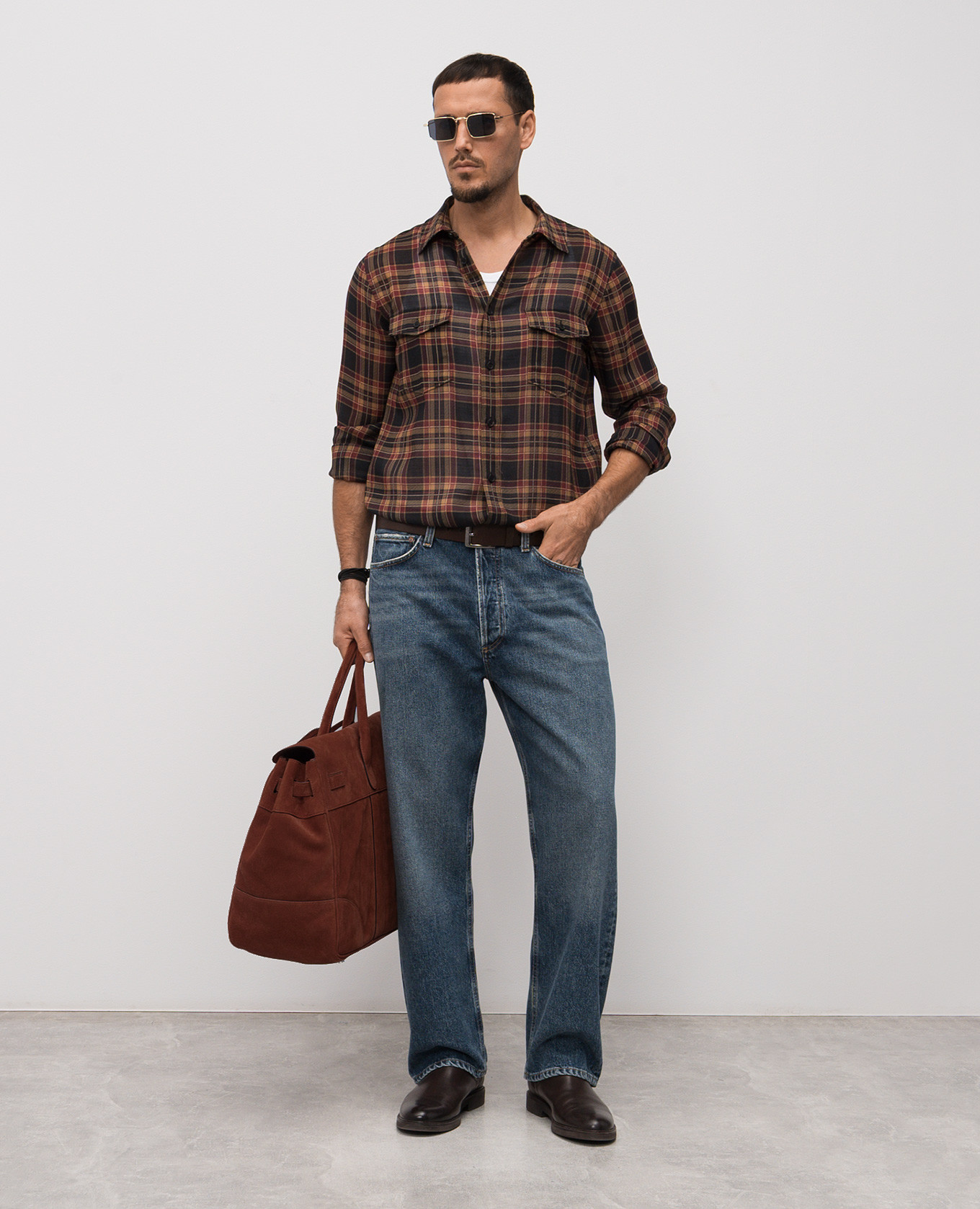 

Checked wool shirt Saint Laurent, Black