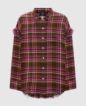 R13 Khaki check shirt with fringe R13WR075R931B