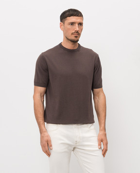 Canali Brown silk t-shirt MK02479C0719