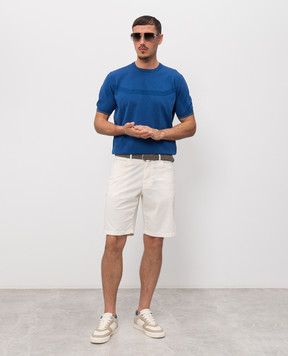 Stefano Ricci Blue T-shirt with monogram logo pattern K616448G10F26115